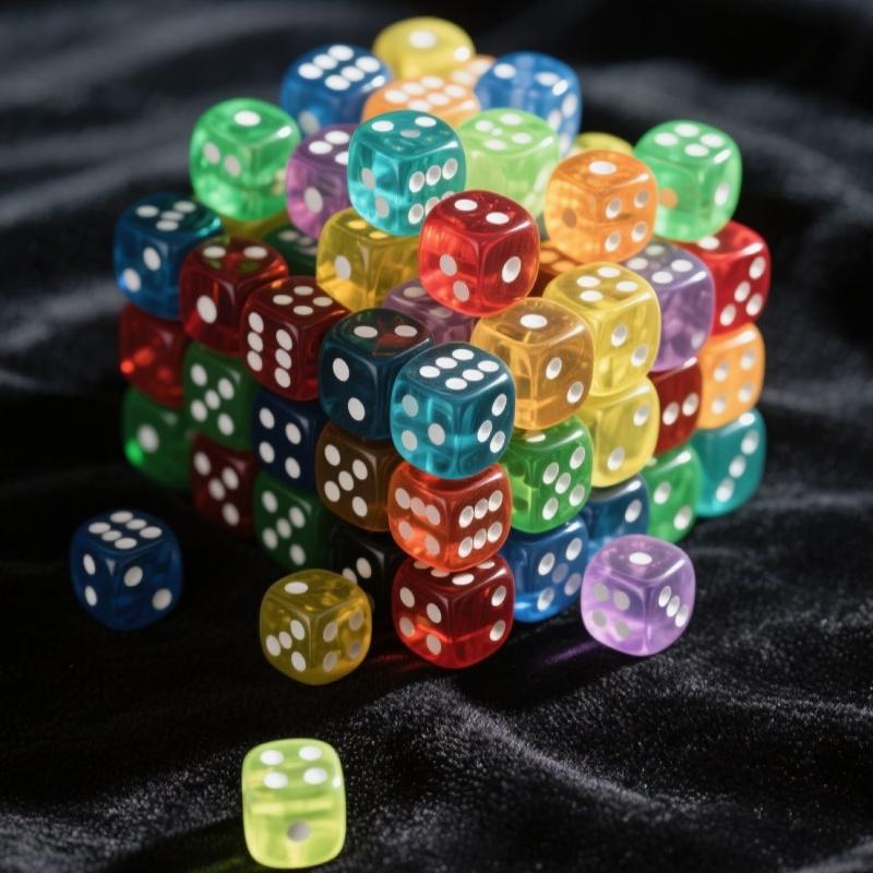 50pcs 14mm Acrylic Colored Transparent 6 Sided Dice Bulk Game Dice Classroom Teaching Board Game Party Playing Fun Tool