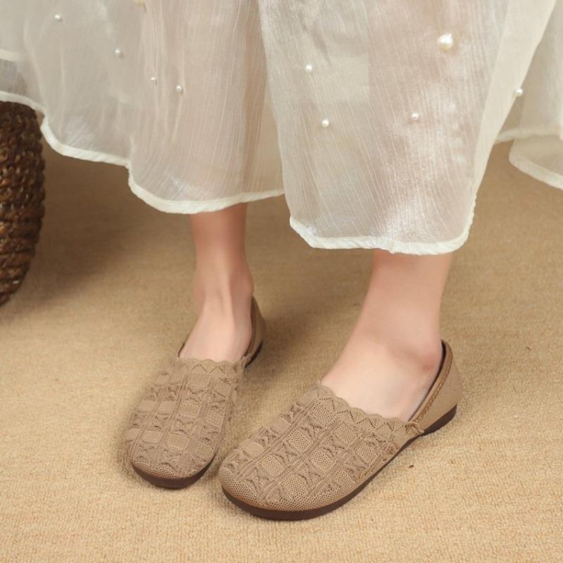 

Женские балетки однотонные сетчатые дышащие кроссовки женские мягкие трикотажные балетки мокасины повседневные туфли без застежек для женщин 35