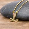 New Arrival Fashion Special Custom Design 26 Initial Letters Necklace Copper CZ Rainbow Pendant Best Family Name Jewelry Gift