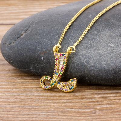 New Arrival Fashion Special Custom Design 26 Initial Letters Necklace Copper CZ Rainbow Pendant Best Family Name Jewelry Gift