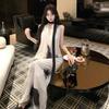 New Chinese Temperament V-neck Ink Painting Sleeveless Dress Summer New Thin Medium and Long Skirt Women's Clothing