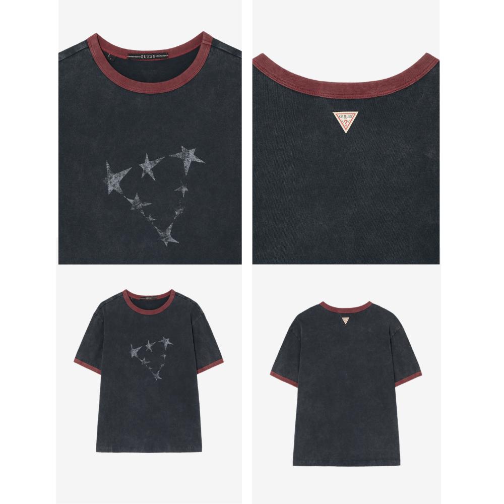 Hyunjin Stray Kids worn GUESS Unisex Star Ringer Short-Sleeved T-shirt Korea