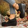 Women's Slip-On Platform Wedge Heel Casual Shoes with Adjustable Ankle Straps - Breathable Fabric Upper, Thick Cushioned Sole & PU Cover Outsole