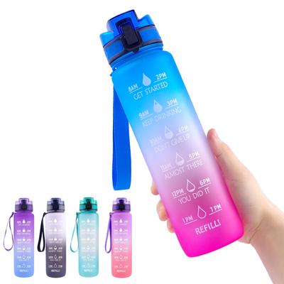 1000ml velkokapacitní sportovní hrnek na vodu s časovou stupnicí, konvice, pro muže i ženy, s matným povrchem