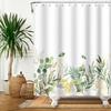 Green Eucalyptus Leaves Plant Shower Curtain Watercolor Leaf Floral Flower Boho Waterproof Bathtub Bathroom Shower Curtain Decor