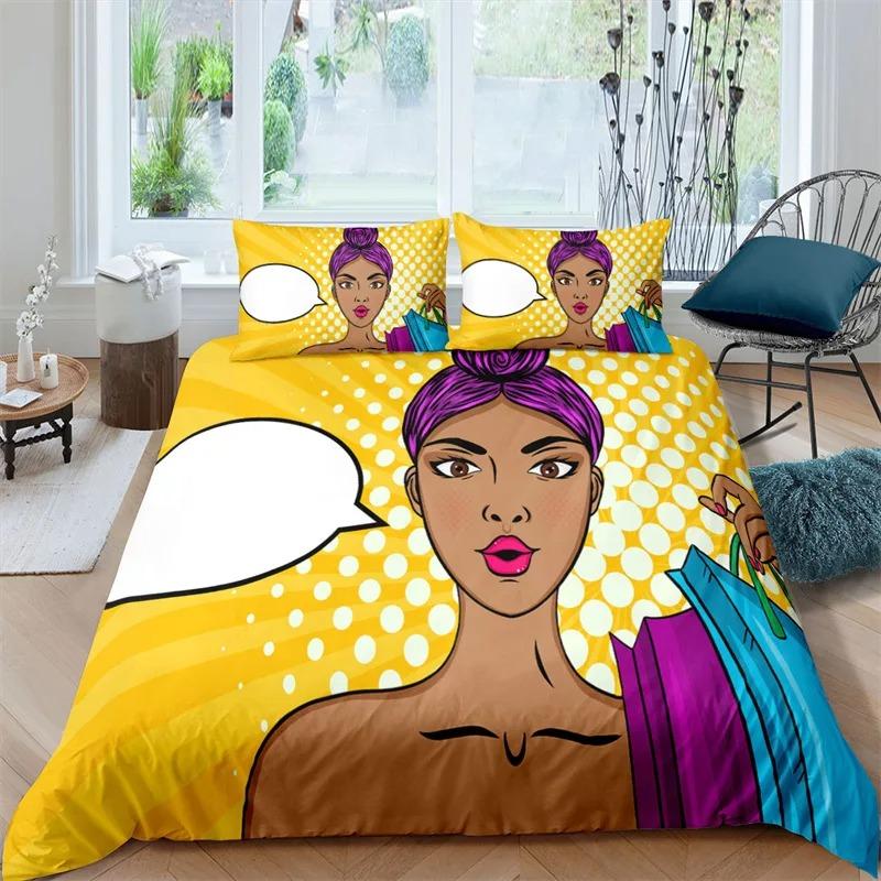 Sexy Girl Bettbezug Mode afrikanische schwarze Frau Bettwäsche Set Mikrofaser 3D Bettbezug