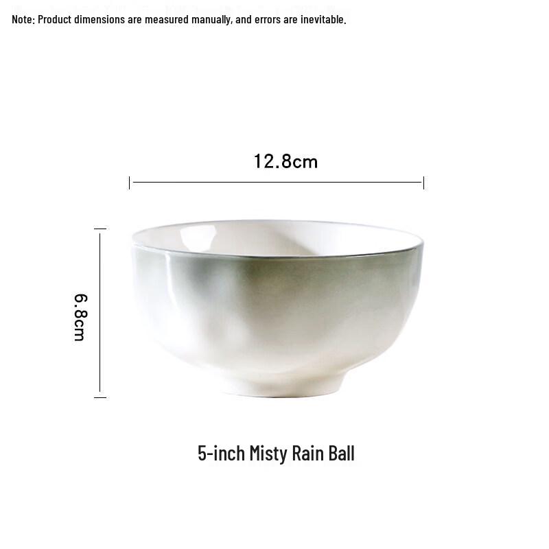 Misty Rain Underglaze Ceramic Rice Bowl Set