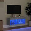 VidaXL Meuble TV avec Lumières LED, Armoire de Télévision Murale avec Rangement, Meuble Télé Suspendu Salon Salle de Séjour, 837147