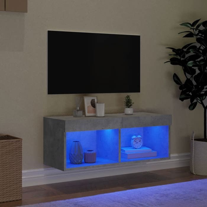 VidaXL Meuble TV avec Lumières LED, Armoire de Télévision Murale avec Rangement, Meuble Télé Suspendu Salon Salle de Séjour, 837147