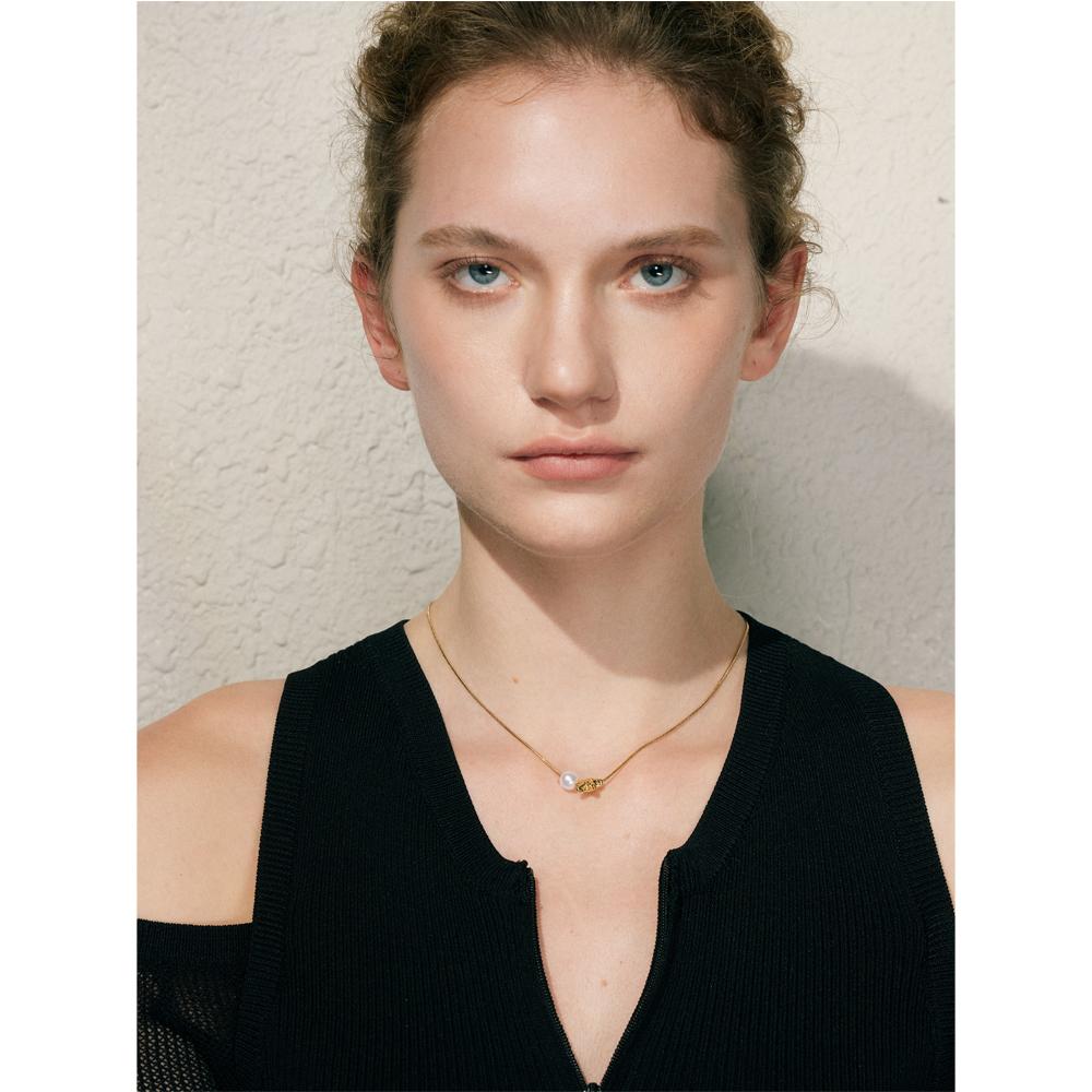 Yhpup Exquisite Stern Muschel Perle Abnehmbares Hängendes Halsketten für Damen Edelstahl Mode Halsband Schmuck Bijoux Geschenk