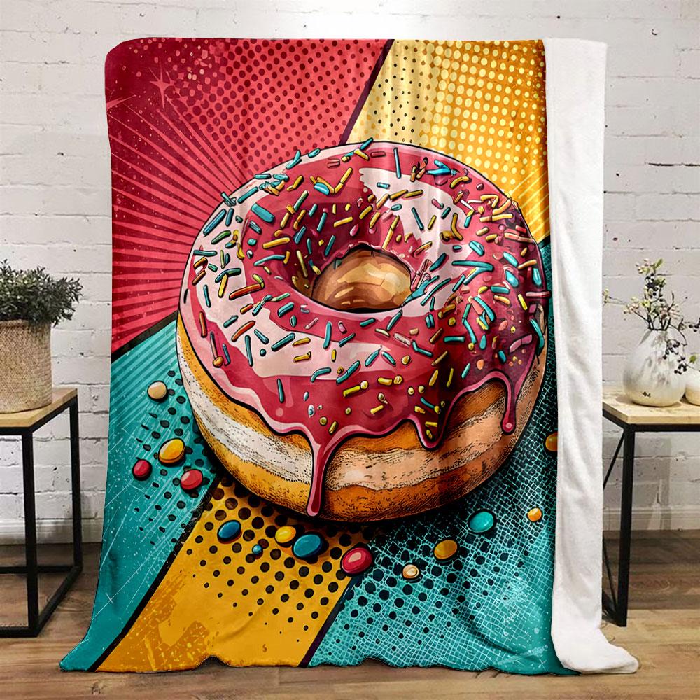 Pop Art Donut Delight Print Blanket Soft and Cozy Perfect for the Living Room Bed Sofa or a Nap,gift