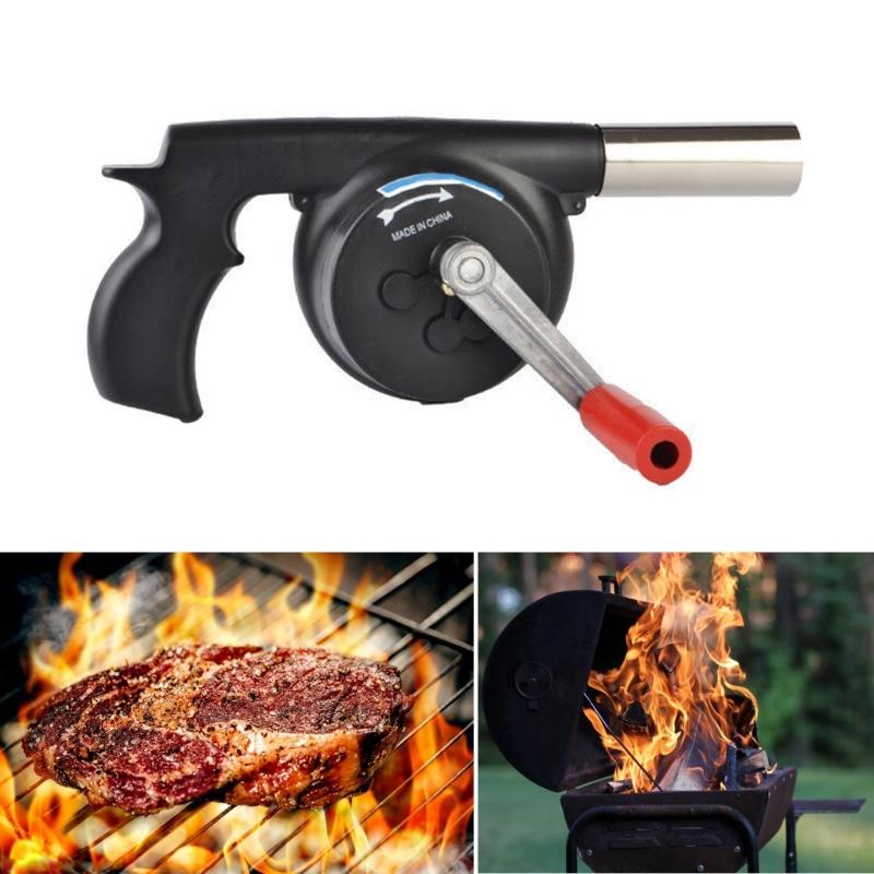 Manual Air Blower Hand Crank BBQ Fan Outdoor Camping Grills Accessories Tools