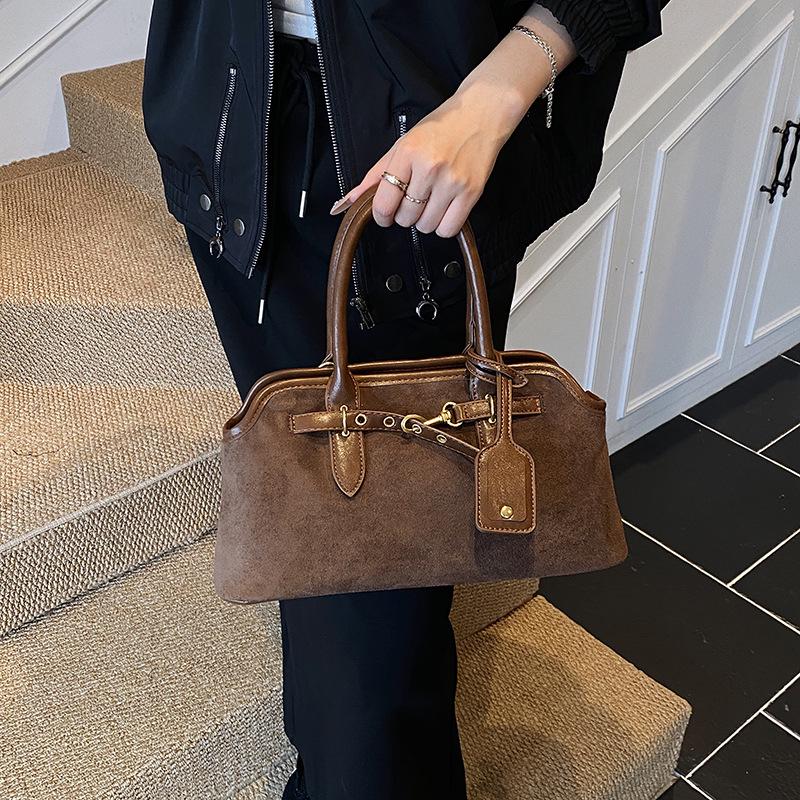 2025 Retro Niche Suede Colorblock Crossbody Baguette Handbag - New Versatile Fashion for Women