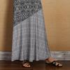 Women Loose Dress Vintage Geometric Print V Neck Sleeveless Dress for Beach