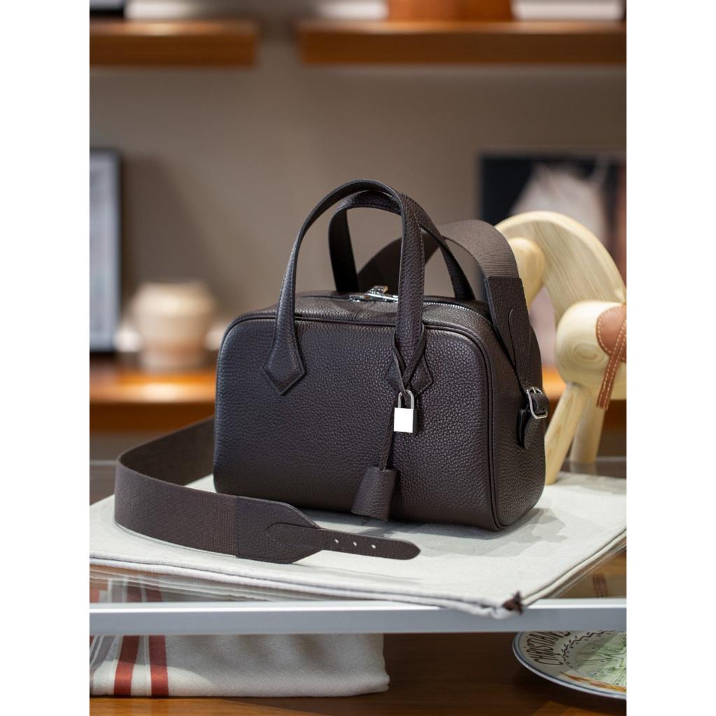 First layer TC cowhide Victoria 27cm bowling bag new leather large capacity tote bag portable shoulder bag
