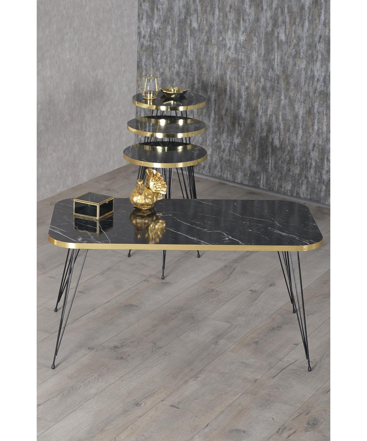 

Nesting Table And Center Table Kr Set Black Leg Gold Bendir Wire