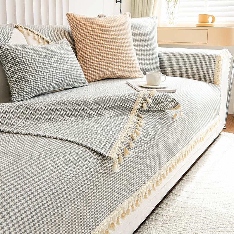

Pure Cotton Sofa Cushion, Universal In All Seasons, Simple, Modern Non-Slip, Thousand Bird Grid Fashion Fabric Sofa Cover, Towel Cover Cotton Thread 70*70cm