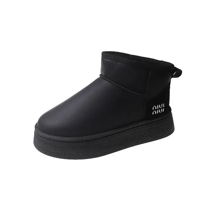 

Мода 2024 года, классические утолщенные женские зимние сапоги из пуха, кожаные теплые ботильоны, женская зимняя обувь, массивная обувь высокого качества в стиле ретро 35 чёрный