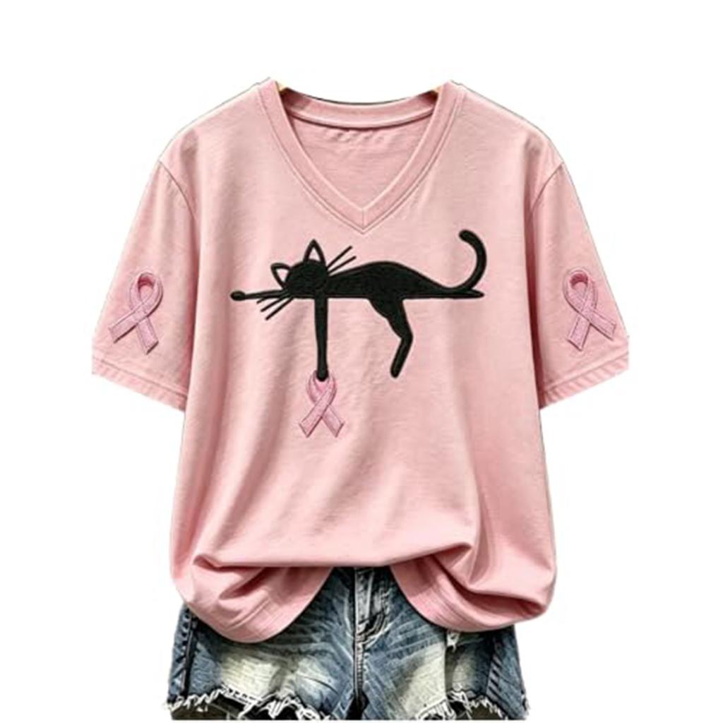 Women's Trendy Printed V-Neck Short Sleeve Top