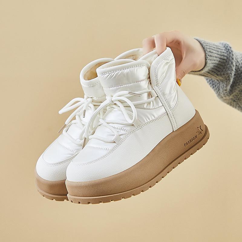 Women's Lace-up Cold Warm Padded Snow Boots Thick Soled High Anti-skid Wear Outdoor Leisure Sports Cotton Boots