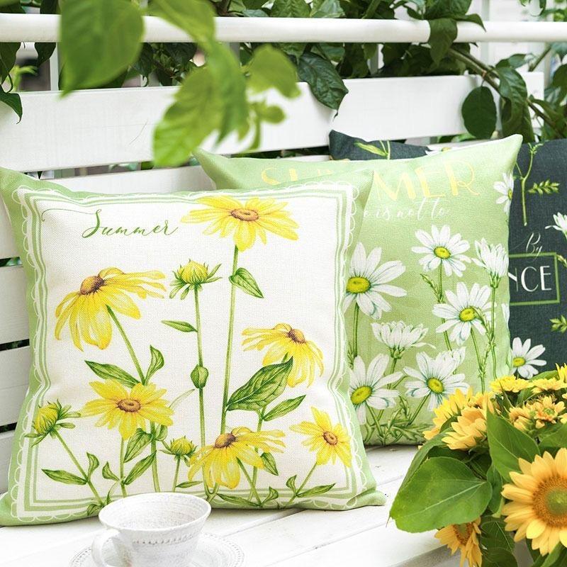 Fresh Plant Flower Pattern Pillow Cover Sofa Living Room Cushion Cover Car Homestay Waist Pillow Pillow Pillowcase