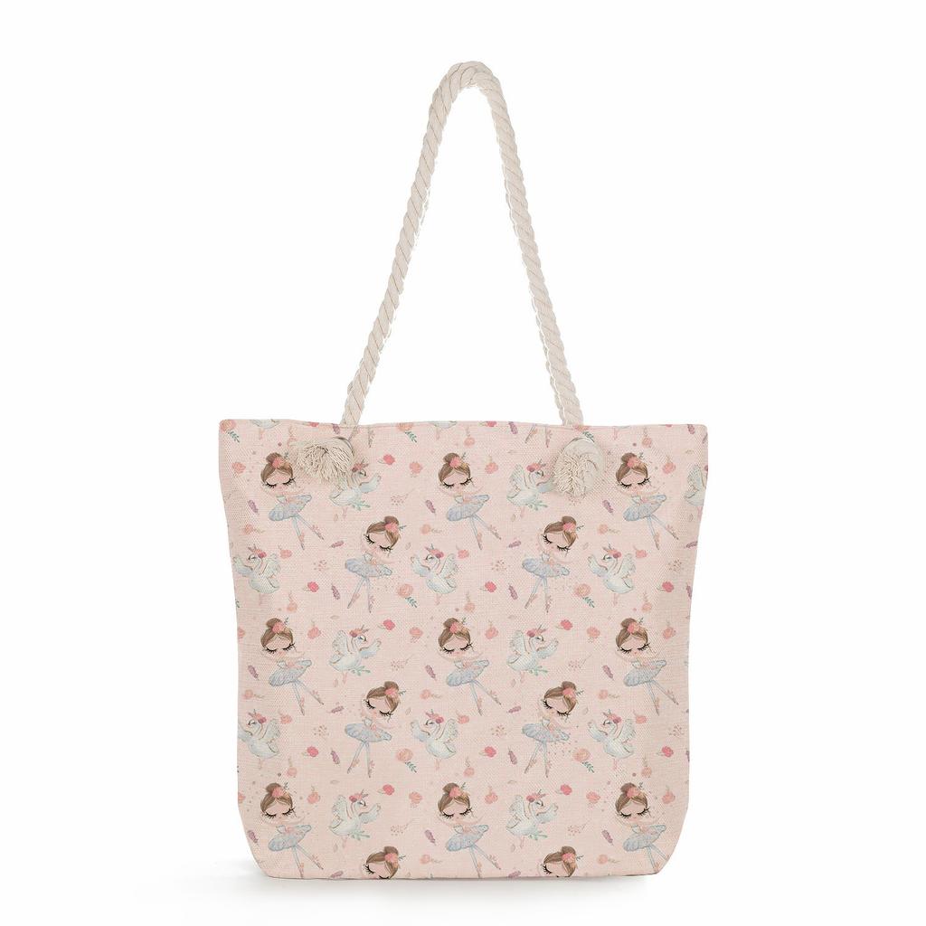 Ballet Print Thick Rope Single-shoulder Beach Bag 7246 CLE