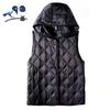 Weiße Daunen-Baumwoll-Weste Jacke Damen Mit Kapuze Ärmellos Gepolsterte Weste Oberbekleidung Herbst Winter Westen Damen Weste Mantel