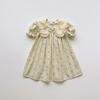2026 Kids Girls Short Sleeve Dress Floral Print Peter Pan Collar Princess Style Casual Toddler