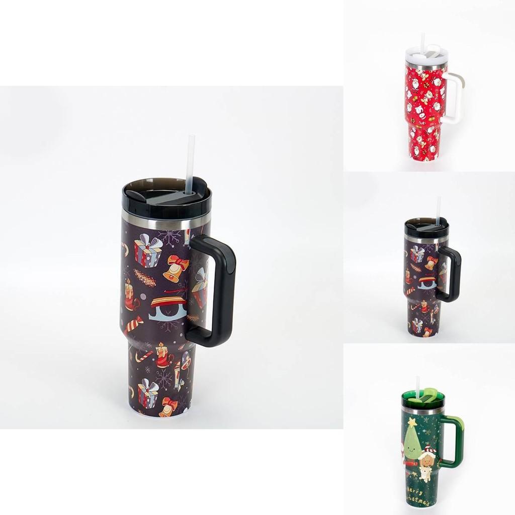 Creative 5d Christmas Themed 40oz Handled Automotive Cup Stylish 304 Stainless Steel Insulated Travel Mug