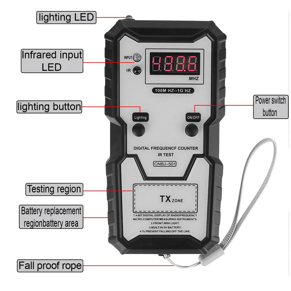 Infrared Frequency Tester 100M-1GHZ CNBJ501 4-bit Digital For Car Keys Remote Controller Electronic IR Frequence Counter Test Measure Instrument