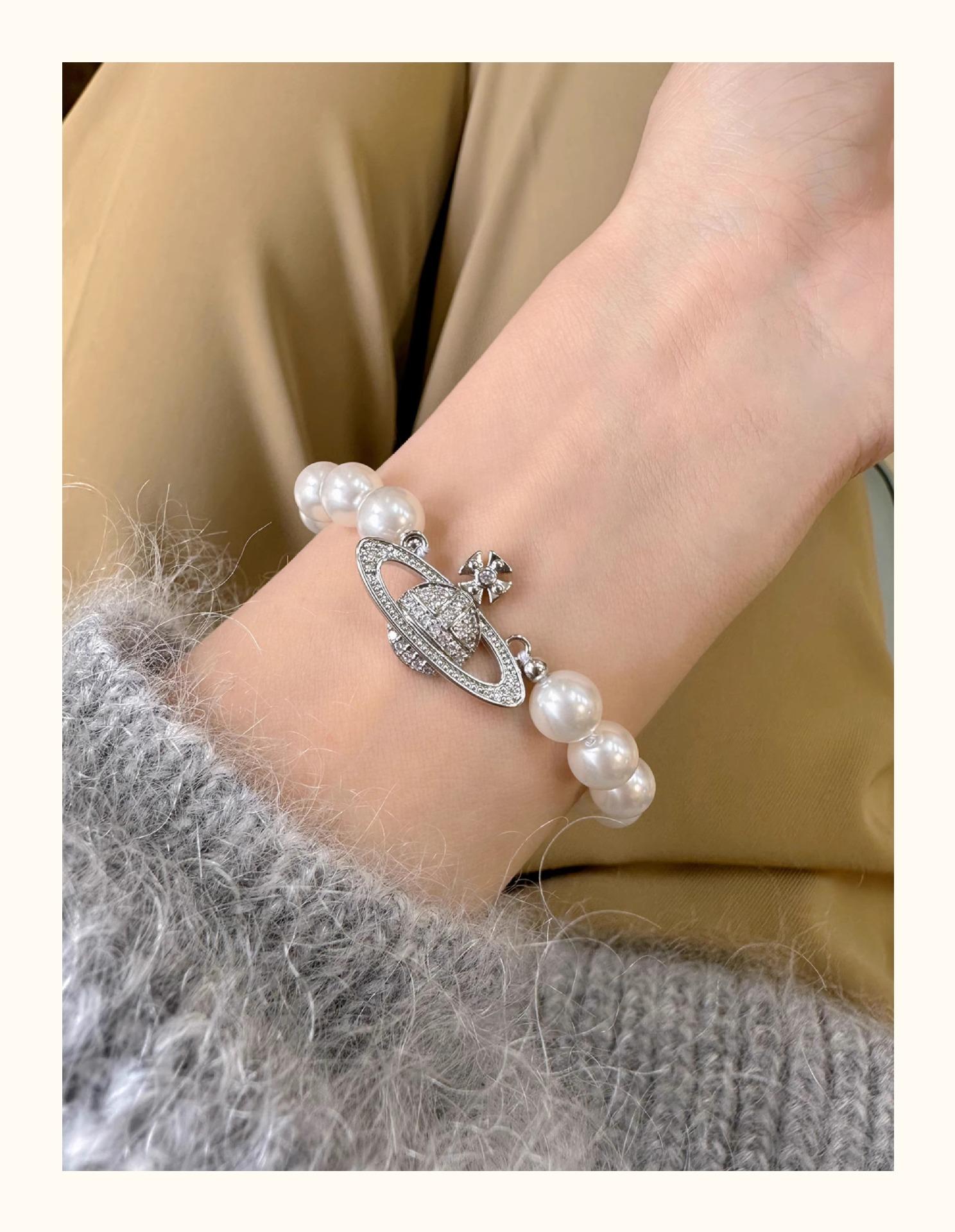 Жемчуг Шицзя Западная Вдовствующая Императрица Полностью Алмазный Браслет Планета Сатурн Ожерелье-чокер Vivian Темперамент Легкая Роскошь Ручные Украшения