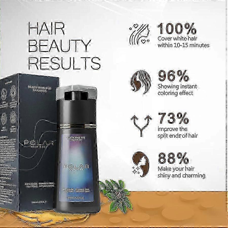 Polar Hair Dye Shampoo Instant Natural Hair Color Shampoo for Gray Hair Coverage, Suitable for Women & Men