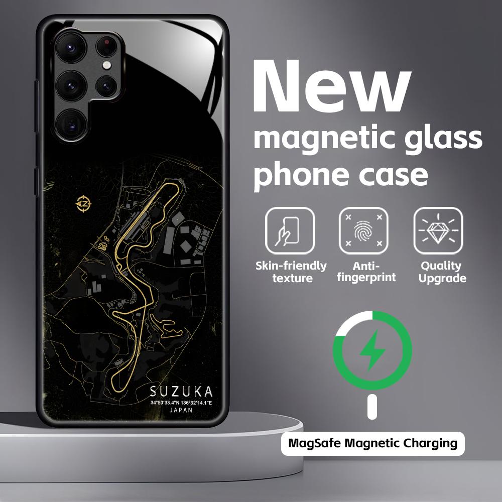 F1 Rennstrecke Print Handyhülle Für Samsung S26 S25 S24 S23 S22 S21 Plus Ultra Note20 Glas Magnetische Hülle