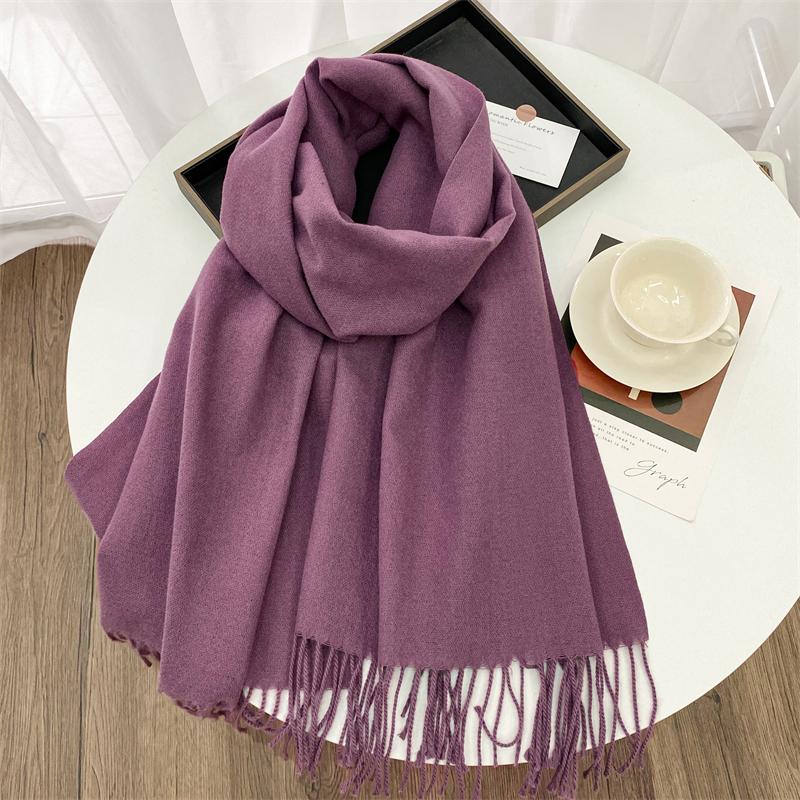 Luxury Brand Solid Women Cashmere Scarf Autumn Winter Warm Shawls Wraps Men Pashmina Tassels Scarves Female Foulard Poncho Stole