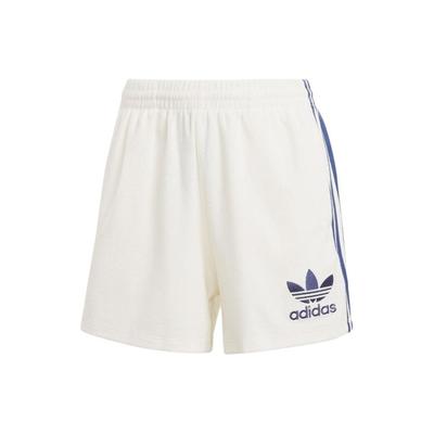 Shorts Casuais Retos Largos de Cintura Alta Elástica com Logo Listrado Originals Shorts Femininos Branco IT9841