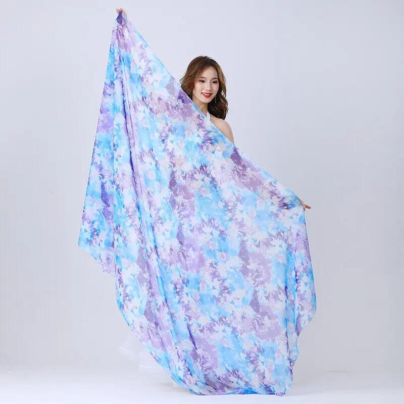Bellydance Faux Silk Women Scarf Shawl Dance performance Stage Dyed Color Veil DIY Fabric Sewing Craft Clothing Supplies