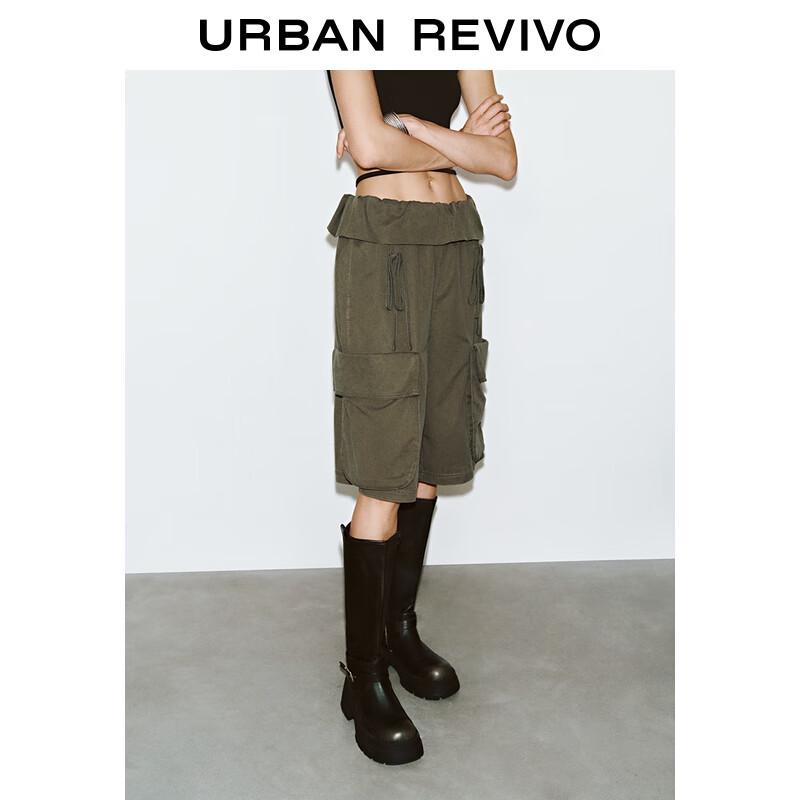 UR2025 Women's Casual Workwear Wide-Leg Tie-Waist Shorts