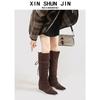 Pleated Pointed Chelsea Boots Flat-bottomed Straps Autumn and Winter New Retro Niche Maillard Western Cowboy Boots