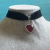 Vintage Red Velvet Heart Pendant Necklace For Women With Gothic Style And Irregular Chain