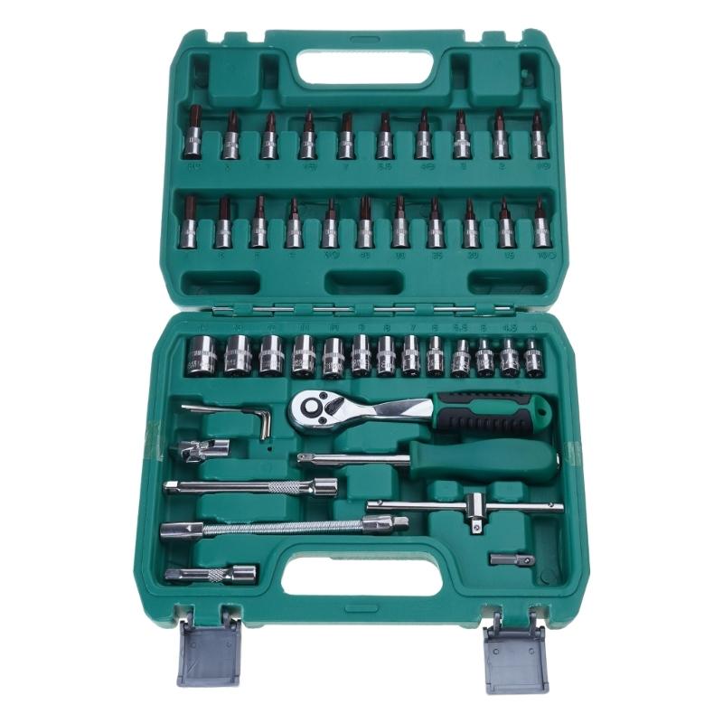 10/23/37/46x Drive Socket Ratchet Wrench Socket Set Metric Extension Bars for Car Repairing Household with Storage Box