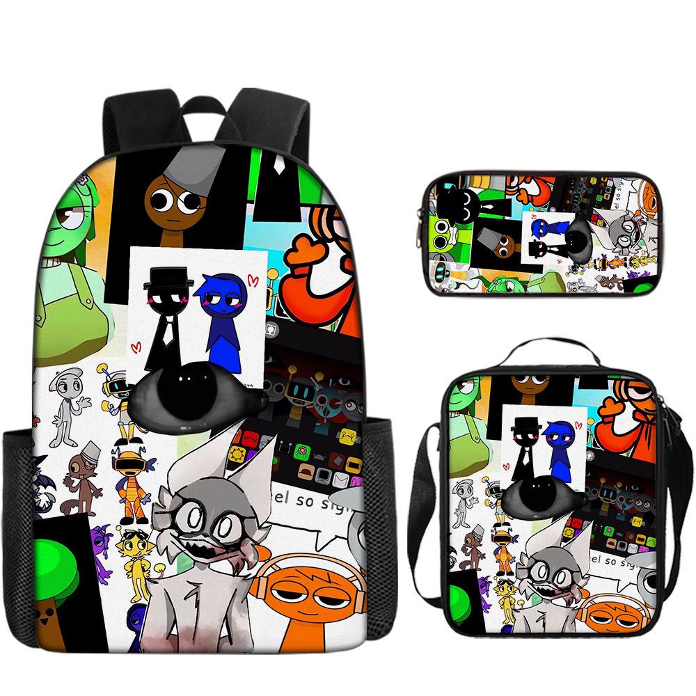 Rhythm Box Sprunki Student School Bag Backpack Backpack Three-Piece Set