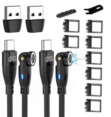 JJ JULIE JAPAN Magnetisches Ladekabel PD 9PIN 1m USB Set Enthält 8 Halterungen Schnelllade QC Schwenkkopfkabel, Kompatibel, 60W, Kabel, 2, Typ-C-Anschlüsse,