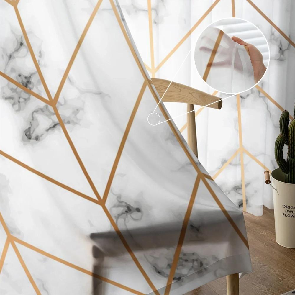 Marble Nordic Style Tulle Sheer Curtains for Living Room Decoration Window Curtain for Bedroom Kitchen Voile Organza Drapes