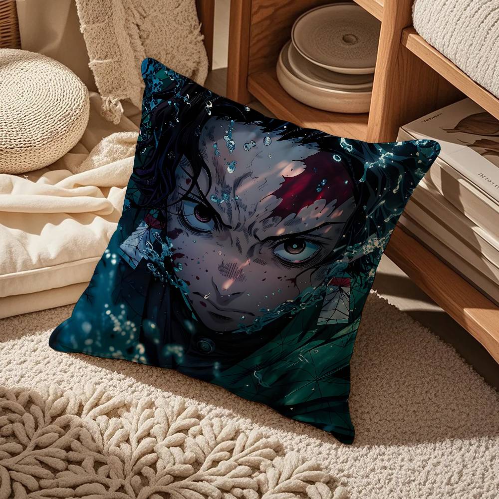 Anime D-Demon S-Slayer K-Kimetsu No Yaiba Pillow Case Comfort Sofa Bed Silky Elegant Invisible Zipper Custom Decorative Cushion