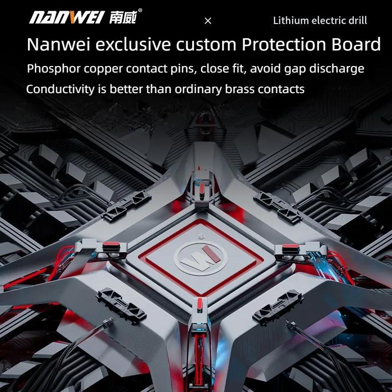 NANWEI Brushless Electric Drill, Cordless Impact Drill/Screwdriver, 55 N.m, 16.8/21 Volts, Portable Lithium-ion Battery Power Tool