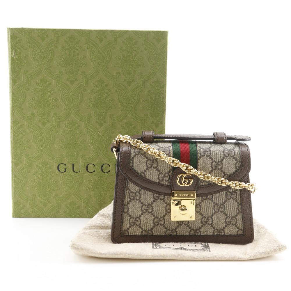 GUCCI Ofidia Shoulder Bag 696180 Sherry line Mini ChainShoulder Brown GG Supreme Canvas Women Used