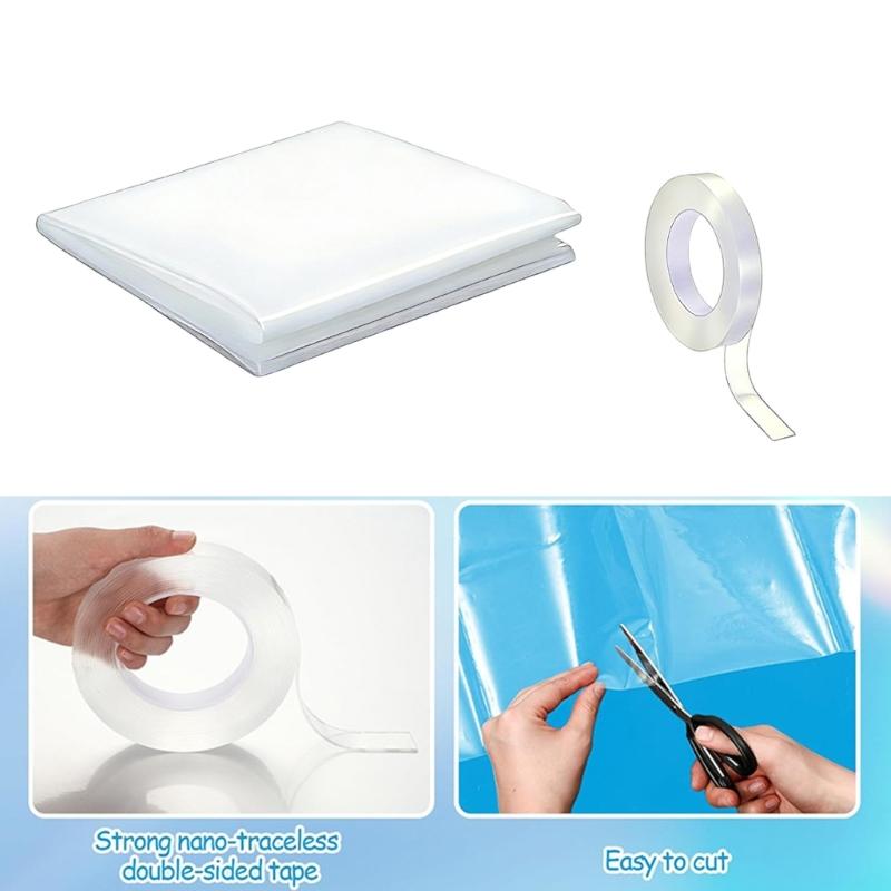 Waterproof PVC Film for Broken Window Car Window Covering Film with Double Side Tape Glass Fix Kit Easy Installation