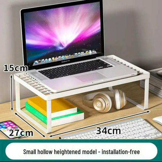 Adjustable Desktop Monitor Riser & Laptop Cooling Stand with Storage & Keyboard Tray