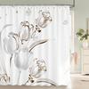 Flower Shower Curtain Bathroom Waterproof Polyester Shower Curtain Floral Printing Curtains for Bathroom Shower with Hooks