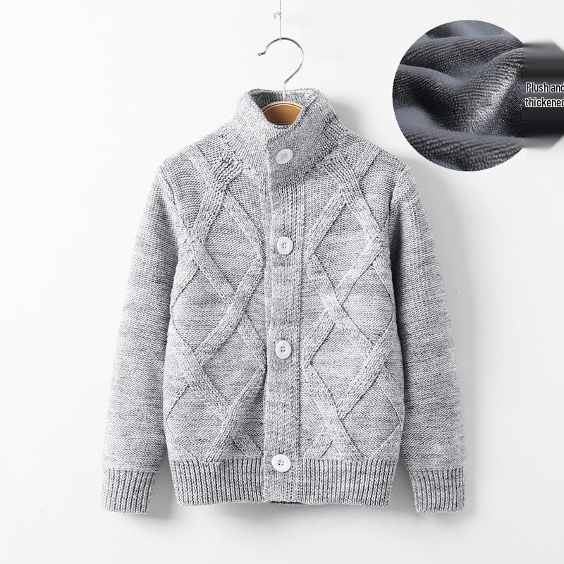 Children's High Neck Wool Cardigan - Warm Knitted Sweater for Autumn/Winter, Sizes 2-11 Years